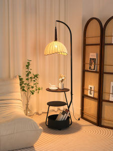 French Vintage Floor Lamp Living Room Sofa Side Table Atmosphere Wabi-Sabi Style Bedroom Headboard Lamp Iron Body Cloth Shade Energy Saving LED Light