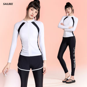 SAILBEE Swimsuit Womens Long-sleeved Long-pants split Swimwear Sun Protection Snorkeling Wetsuit Surfing Suit N218