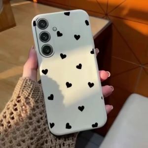 Cute Black Hearts Pattern TPU Phone Case For Samsung Galaxy A73 A72 A71 A70 A56 A555 A54 A53 A52 A51 A50 Matte Soft Back Cover