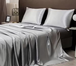 Solid Color Satin Sheet and Pillowcase Set，Luxurious Bedding Ensemble with a Silky Sheen，Twin/Full/Queen/King Size