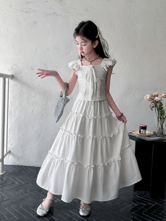 cute korean white dress Korean Style White Summer Girls White Dress For Girls... From Shirina, Rs.862.14