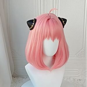 Anime Spy X Family Anya Forger Cosplay Wig for Kids Baby Girls Short Pink Heat Resistant Synthet Hair Christmas Gifts