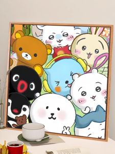 Cute Cartoon Self-Mocking Bear Nagano Small Digital Hand-Painted DIY Mole Pocky Color-by-Number Oil Painting Home Decor