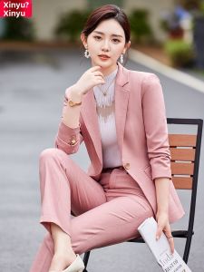 XINYU | Pink Style Small Sized Elegant Professional Womens Suit
