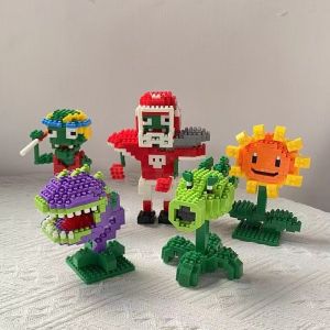 Plants VS Zombies Blocks Small Cartoon Mini Building Block Peashooter SunFlower Chomper Assemble Action Model Doll Toy for Kids