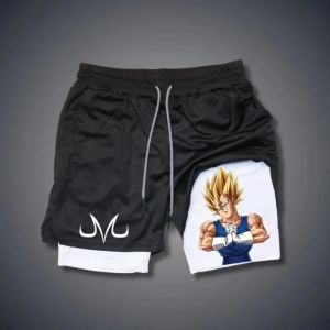 Bandai | Dragon Ball Themed Mens Shorts Anime Style Summer 2-in-1 Fitness Shorts Quick Drying Casual Pants