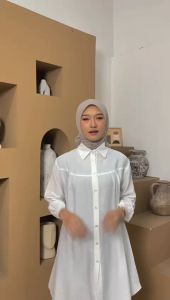 Tunik Panjang Wanita Polos LD 110/Atasan Bluse Kemeja Polo Linen