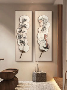 New Chinese Style Entrance Hall Six-Panel Bamboo Rhythm Decorative Painting High-end Artwork for Tea Room Zen Style Reality Art Hanging Picture