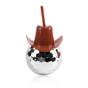 1pcs Disco Ball Cups with Brown Cowgirl Hat Bachelorette Hen Party Drinking Cups Decorations 70s Disco Theme Party Supplies
