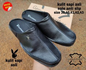 sepatu sandal pria kulit slop pria kulit