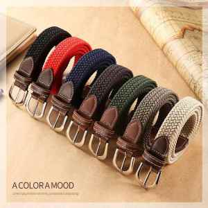 Adjustable Easy Buckle Simple Versatile Thin Casual Elastic Weave Belt