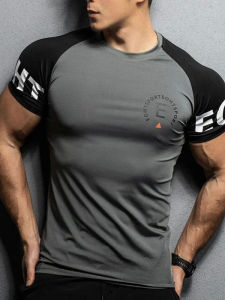 Slim Fit Mens Fitness Short Sleeve T-Shirt Quick Dry round Neck Regular Thickness Spring 2025 Fashion Casual Wear