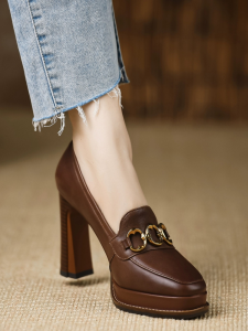 Giày Cao Gót Màu Nâu Retro Nữ Thời Trang Đa Năng Nền Tảng Chống Thấm Nước Miệng Sâu Chính Hãng Da Giày Đế Dày Mùa Xuân 2024 Giày Hàng Ngày Chất Liệu Tpr - Lazada