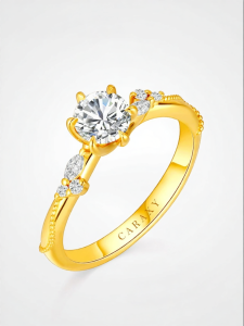 CARAXY | Womens Diamond Studded Gold Couple Rings