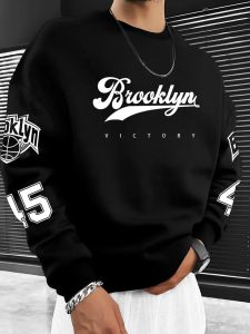 The new mens round-neck hoodie for Spring and Autumn 2025 features street fashion and soft 3D digital pattern printing