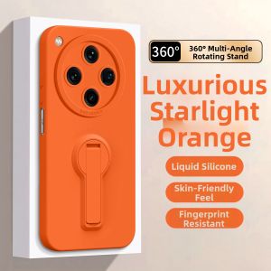 Liquid Silicone Anti-Drop Phone Case with Rotating Stand and Lanyard