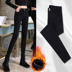 Fleece Thickened Pants for Women Large Size High Waist Slim Leg