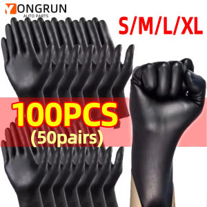 100/50/20PCS Bagged Black Pvc Nitrile Disposable Cleaning Gloves Waterproof Kitchen Cleaning Tattoo Hairdressing Gloves S/M/L/Xl