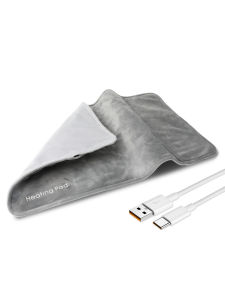 USB 5V Electric Heating Pad for Cramps & Back Pain ReliefHeat Pad with 59 INCH CableMini Heated Blanket19.6*11.8 INCHGrey