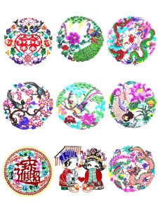 Intangible Cultural Heritage Weixian Folk Paper-Cut Window Flower Traditional Color Xuan Paper Handmade Chinese Style Finished Gift