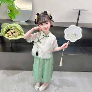 DSF Studio Hanfu Girls Summer Clothing New Ancient Style Super Fairy Girls Baby Summer Childrens Tang Clothing Suit New Chinese Style