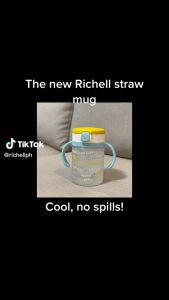 Richell AQULEA Clear Straw Bottle Mug (Yellow)