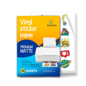 ESHANG A4 Matte Vinyl Sticker Paper 21x29.7cm Self-Adhesive Sheets for Inkjet Printer 8.3x11.7 Dries Quickly