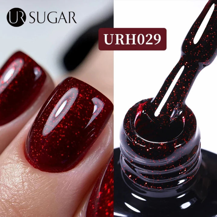 UR SUGAR 7ML Gel Nail Polish Red Glitter Sequins Semi Permanent