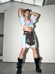 Papas lil monster | Racing Style Patched Waist Design 96 Number Color Blocking Shorts
