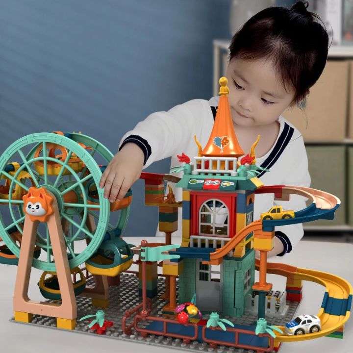 Marble Run Architecture Castle Building Blocks Car Action Figures