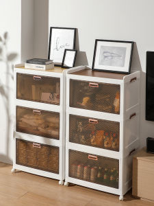 Installation-Free Foldable Kids Wardrobe Snack Toy Lower Flip Door Storage Cabinet Kitchen Storage Rack Locker Side Cabinet