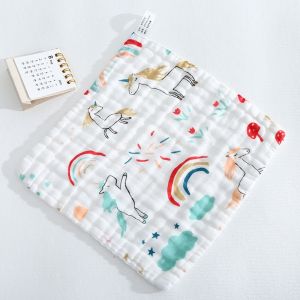 1Pcs Muslin 6 layers Cotton Soft Baby Towels Baby Cartoon Face Towel Handkerchief Bathing Feeding Face Washcloth Wipe Burp Cloth