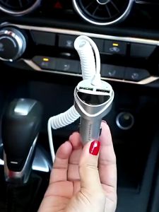 3.1A LED Digital Display Car Charger Dual USB Car Charger Car Phone Charger Quick Charge With Stretchable Spring Cable