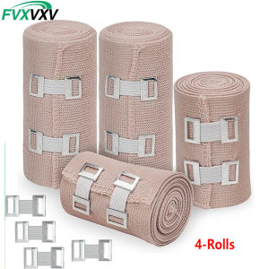 4 Rolls Premium Elastic Bandage Wrap - Strong Compression Bandage Wrap for Leg Arm Wrists Elbow AnklesAll Body & Sports