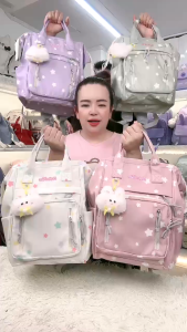 🚚จัดส่งในกรุงเทพฯ-กระเป๋าเป้สะพายหลังสไตล์เรียบง่ายน่ารัก กระเป๋าสะพายคู่ขนาดใหญ่กระเป๋านักเรียนคุณภาพสูง