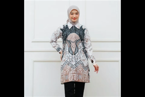 Batik Couple Keluarga Pasangan Ayah Ibu Anak Laki Perempuan Lengan Pendek Panjang Dasi Coklat Putih