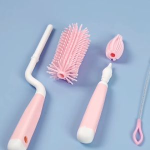 Kissdora Baby Bottle Brush 3 In1 Sponge Brush Water Cup Straw Pacifier Bottle Cleaning Brush Set For Infant Feeding Bottle Brush