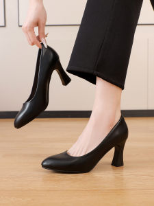 Interview High Heel Shoes Soft Bottoms for Work Occasions Black