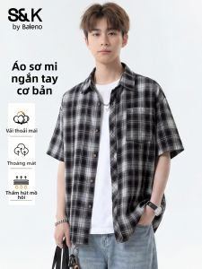 BALENO | Vintage Plaid Short Sleeve Loose Casual Mens Shirt