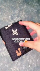 Dompet lipat pria dompet uang kartu koin cowok kanvas donpet lipat Archer Black Doodle Dinamican Supply