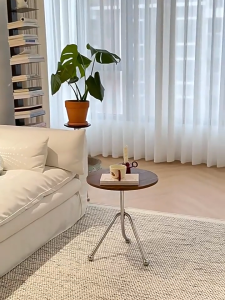 Retro small coffee table classical style living room side table shelf balcony bay window bedside French small round table