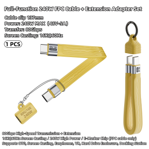 Cáp USB4 Gen4 Ngắn 240W 80Gbps USB-C Sang USB-C Sạc Nhanh & Truyền Dữ Liệu Cáp Mở Rộng 16K Dành Cho Thiết Bị Di Động & Thông Minh