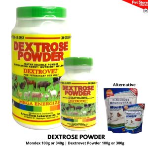 Dextrovet Dextrose Powder Dogs Cats Chicken and other Pets - Water Soluble Powder - Rehyrdrating Agent 100g or 300g