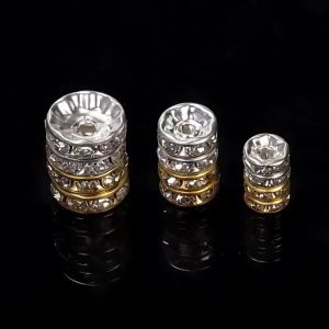 Velishy | 5/7/10mm Stainless Steel Disc Beads for DIY Bracelet Jewelry Craft Making 100Pcs Rhinestone Crystal Rondelle Spacer Beads