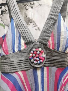 Thin Strap Stripe Midi Assymetrical Dress