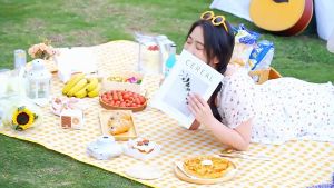 🅷🆆 Outdoor Camping Picnic Mat Floor Mat Sleeping Pad Ultrasonic Picnic Mat Thickened Waterproof Beach Blanket Camping Tent Grassland Mat