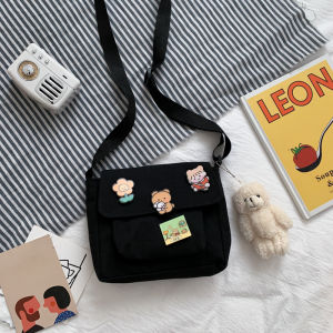 Cute Canvas Shoulder Bag for Girls 2024 New Japanese Harajuku Crossbody Bag Versatile Student Teen Girl Single Strap Bag