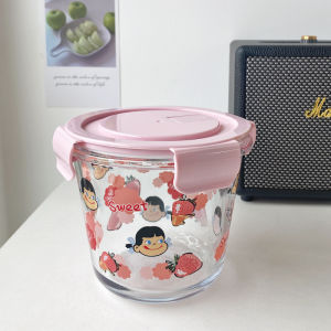 Heat Resistant Glass Soup Bowl with Lid Freshness Preservation Box for Taking Lunch to Work Or School Fruit Storage Container