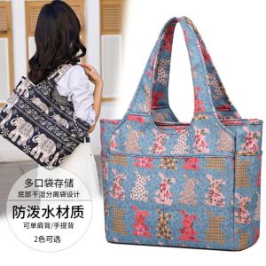 Waterproof Oxford Nylon Fabric Handbag 2025 Winter New Style Womens Fashionable Shoulder Bag Casual Print Tote Bag