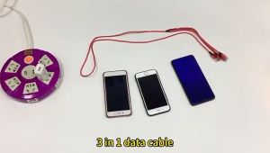 VR~GROSIR Kabel Data Vibox 6A usb 3in1 Primary Colors Micro+Lightning+Type-C 1.2M 120CM Fast Charging